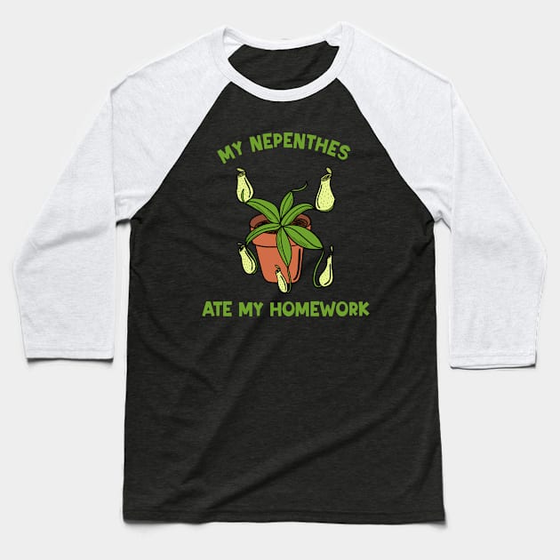My Nepenthes Ate My Homework Baseball T-Shirt by Alissa Carin